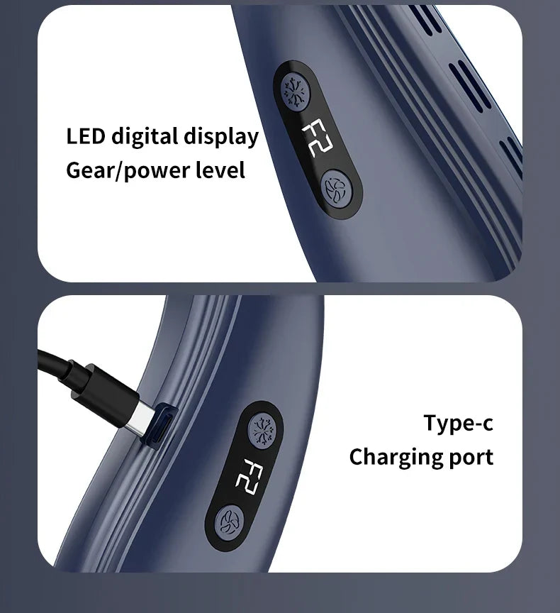 Portable Rechargeable Neck Fan, 5200mAh, Semiconductor Cooling, view 30