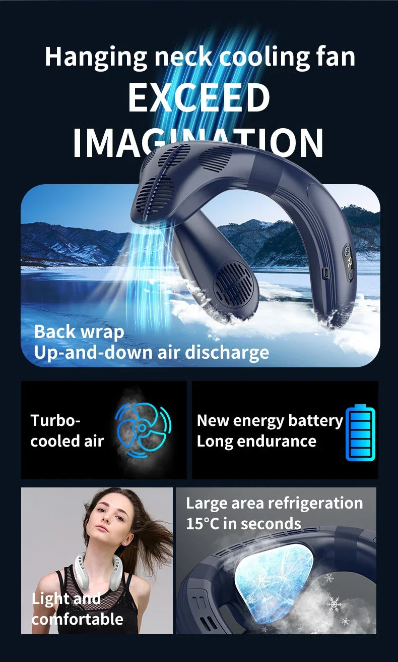 Portable Rechargeable Neck Fan, 5200mAh, Semiconductor Cooling, view 9
