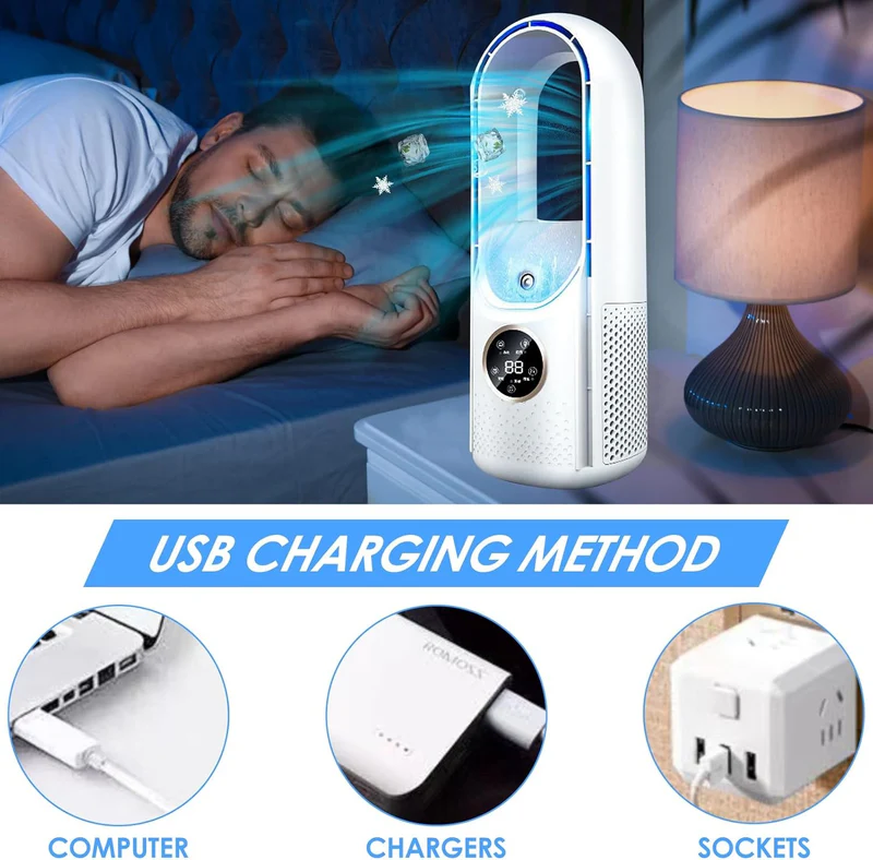 Portable USB Air Conditioner Humidifier with 100 ml Tank, 6 Speeds and Timer, view 5