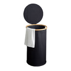 Practical Laundry Basket Soft Textile Wood | High & Bury
