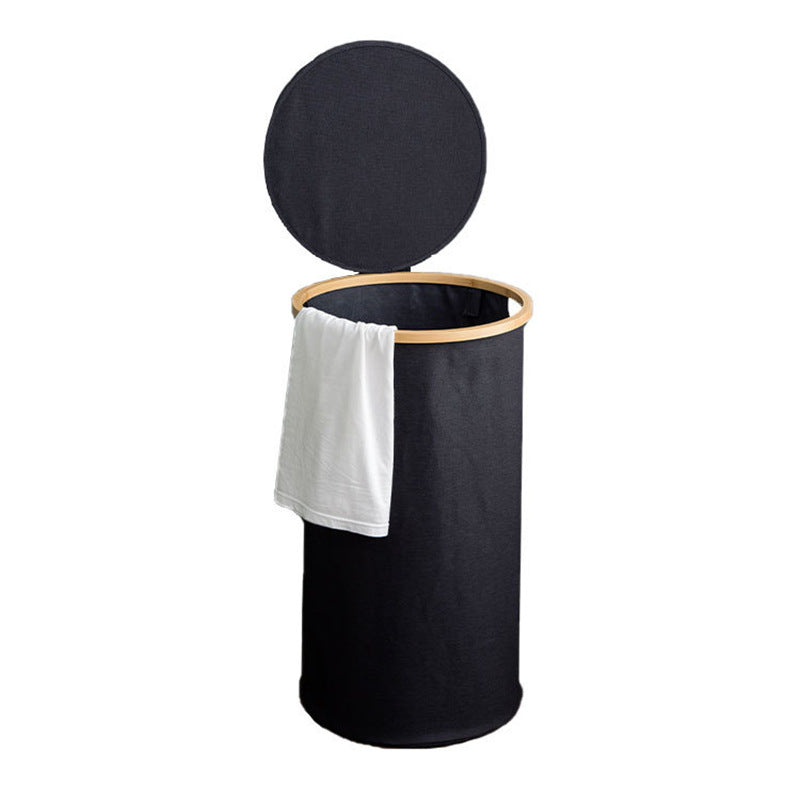 Practical Laundry Basket Soft Textile Wood | High & Bury