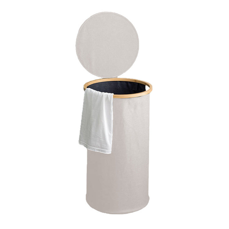 Practical Laundry Basket Soft Textile Wood | High & Bury