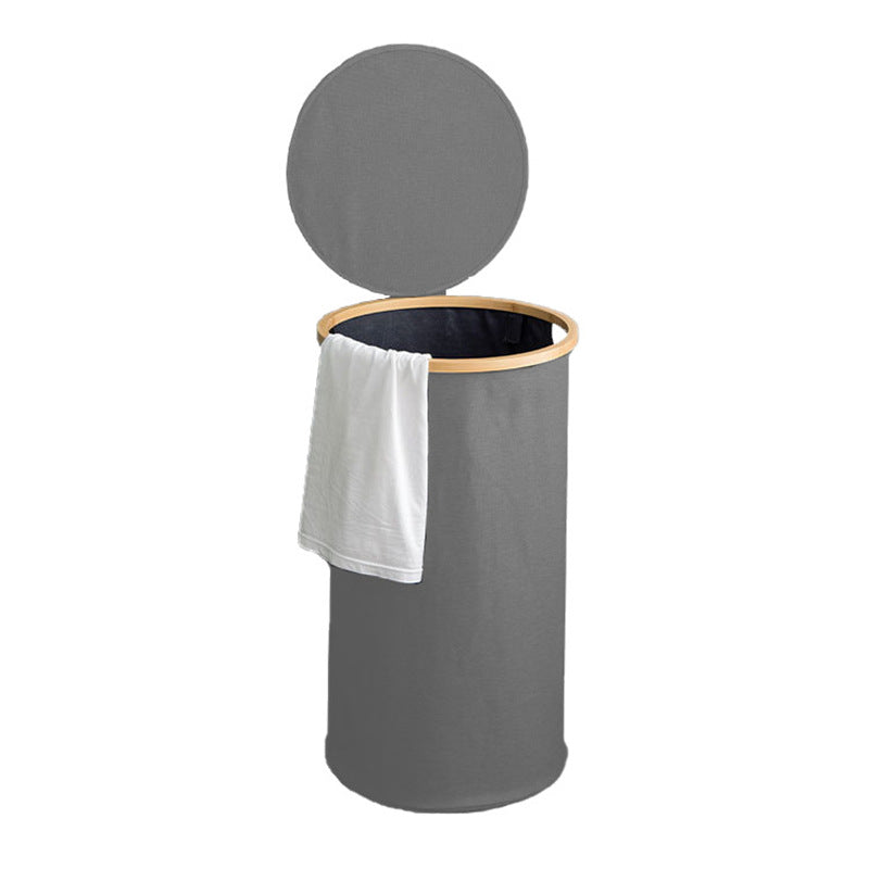 Practical Laundry Basket Soft Textile Wood | High & Bury