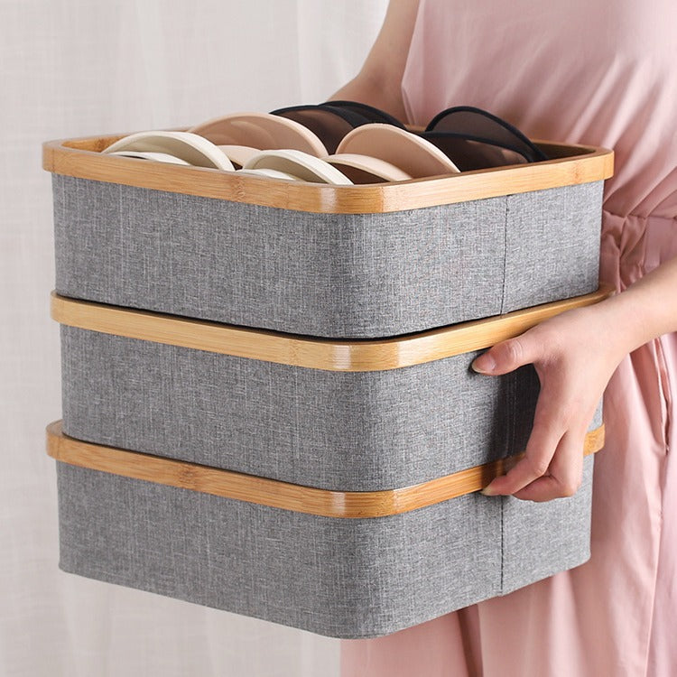 Practical Storage Basket with Compartments Bamboo Soft Textile | High & Bury