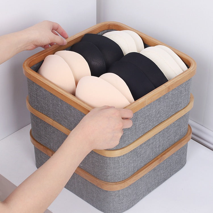 Practical Storage Basket with Compartments Bamboo Soft Textile | High & Bury
