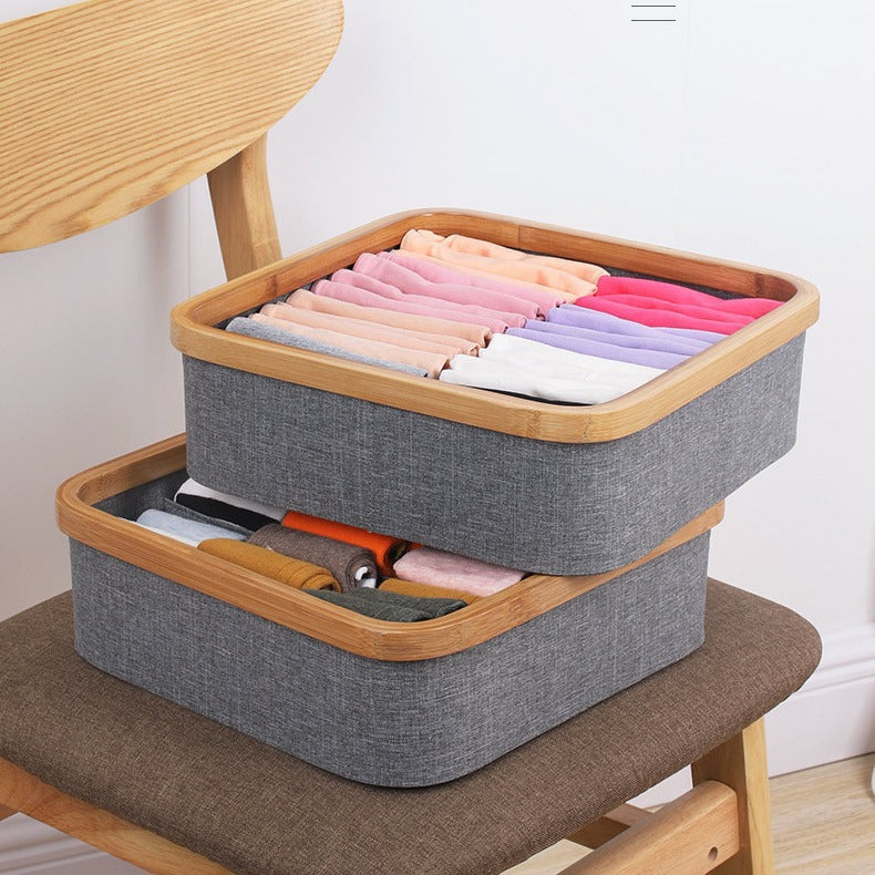 Practical Storage Basket with Compartments Bamboo Soft Textile | High & Bury