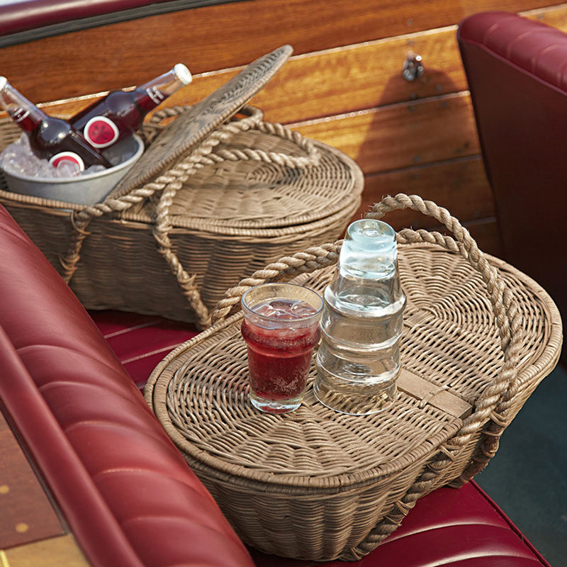 Practical Storage Basket with Lid made of Woven Natural Material | High & Bury