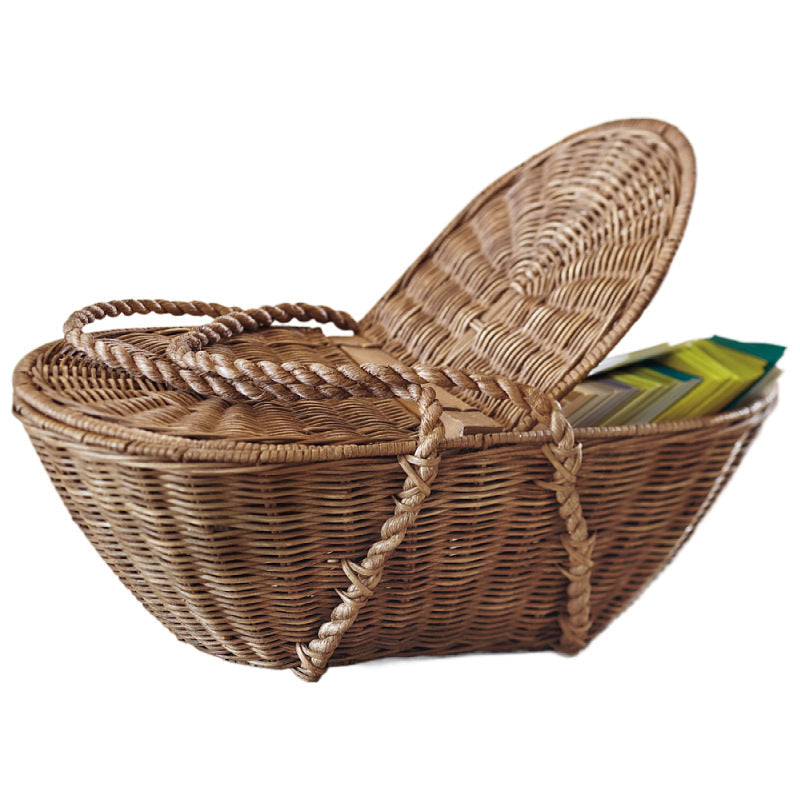 Practical Storage Basket with Lid made of Woven Natural Material | High & Bury