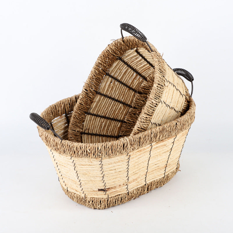 Practical Storage Basket with Stainless Steel Handles | High & Bury