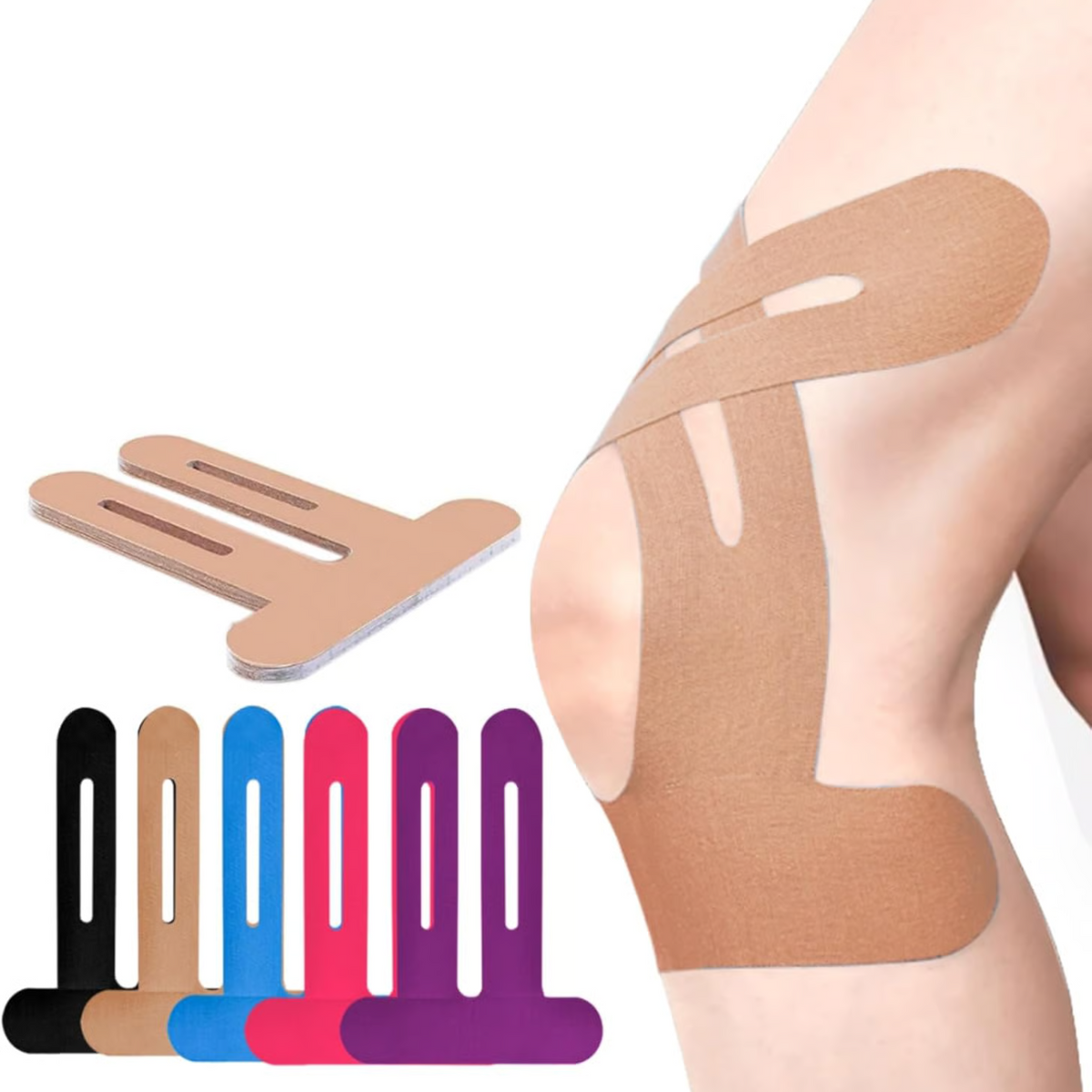 Pre-Cut Kinesiology Knee Tape, Cotton Blend, 25 cm x 5 cm, view 5