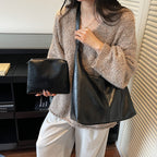 Premium Leather Slouchy Handbag with Adjustable Shoulder Strap, Brown, view 3