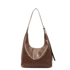 Premium Leather Slouchy Handbag with Adjustable Shoulder Strap, Brown, view 6