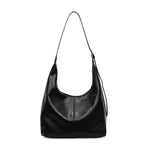 Premium Leather Slouchy Handbag with Adjustable Shoulder Strap, Brown, view 9