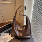 Premium Leather Slouchy Handbag with Adjustable Shoulder Strap, Brown