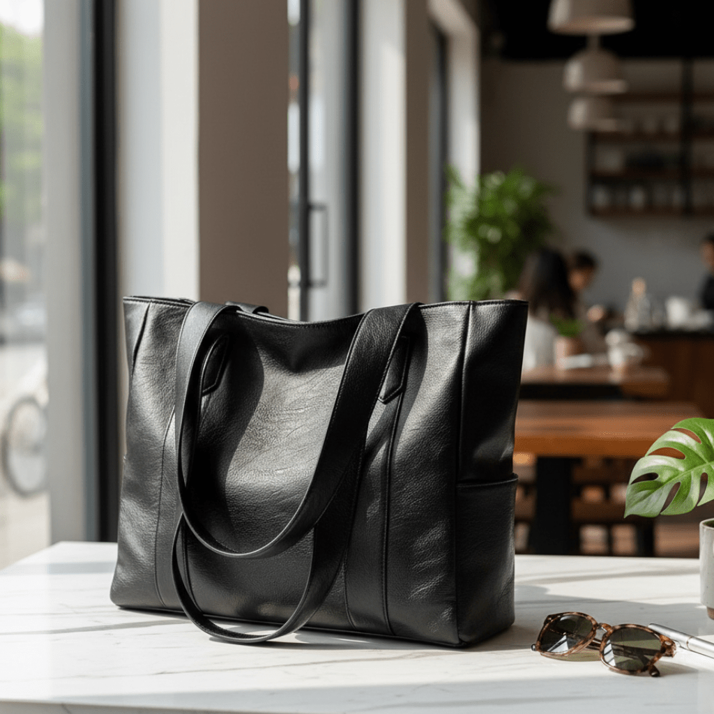 PU Leather Shoulder Bag, 28 × 36 × 10 cm, 26 cm Handle, Retro Style