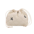 Quilted Drawstring Pouch with Bow Detail for Makeup and Everyday Essentials, view 6