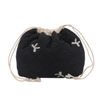 Quilted Drawstring Pouch with Bow Detail for Makeup and Everyday Essentials, view 7