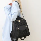 Quilted Fashion Backpack with Pockets and Adjustable Padded Straps, view 2