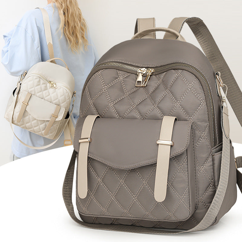Quilted Fashion Backpack with Pockets and Adjustable Padded Straps