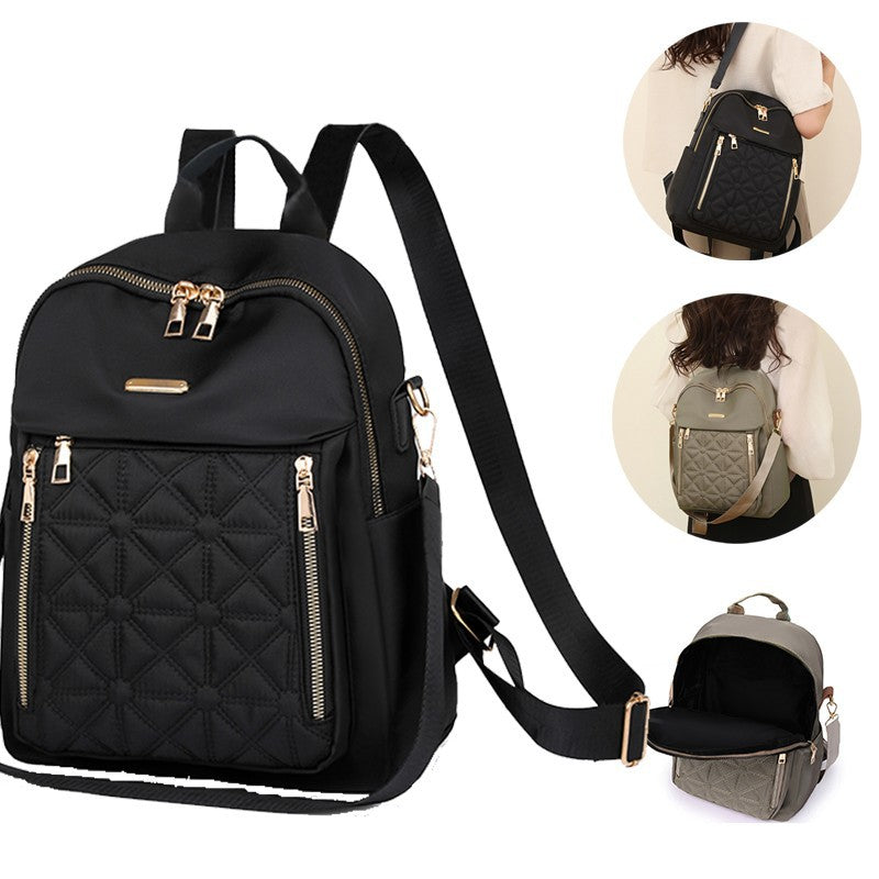 Quilted Nylon Backpack with Laptop Compartment and Padded Straps, view 2