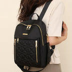 Quilted Nylon Backpack with Laptop Compartment and Padded Straps, view 3