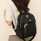 Quilted Nylon Backpack with Laptop Compartment and Padded Straps, view 4
