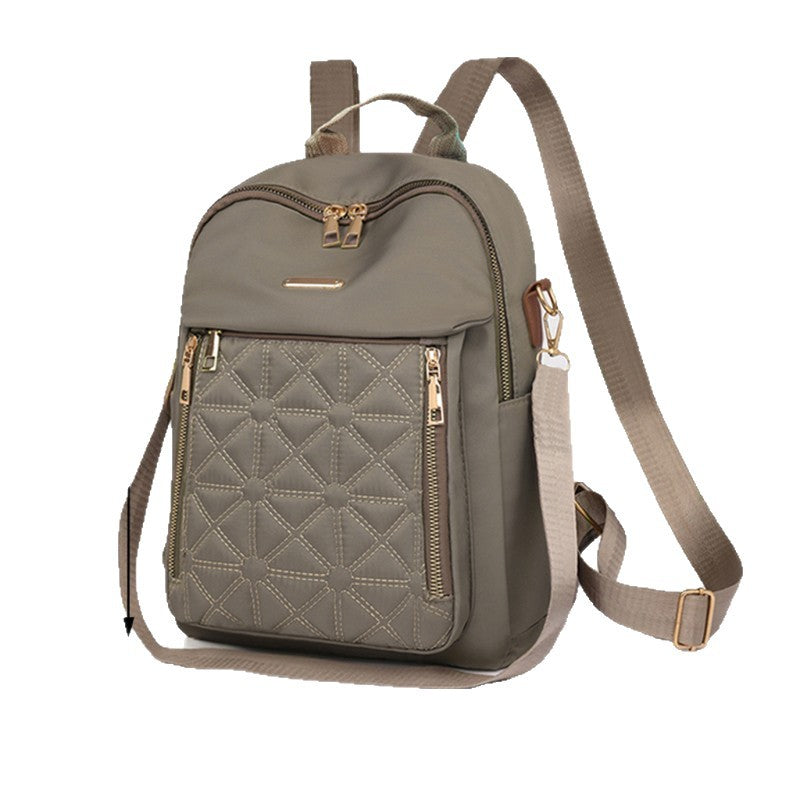 Quilted Nylon Backpack with Laptop Compartment and Padded Straps, view 5