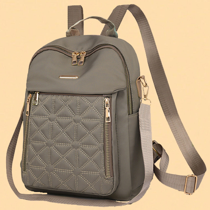 Quilted Nylon Backpack with Laptop Compartment and Padded Straps, view 6