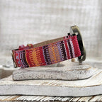 Rainbow Pattern Watch with Woven PU Leather Strap, 23.5 cm Strap, view 3