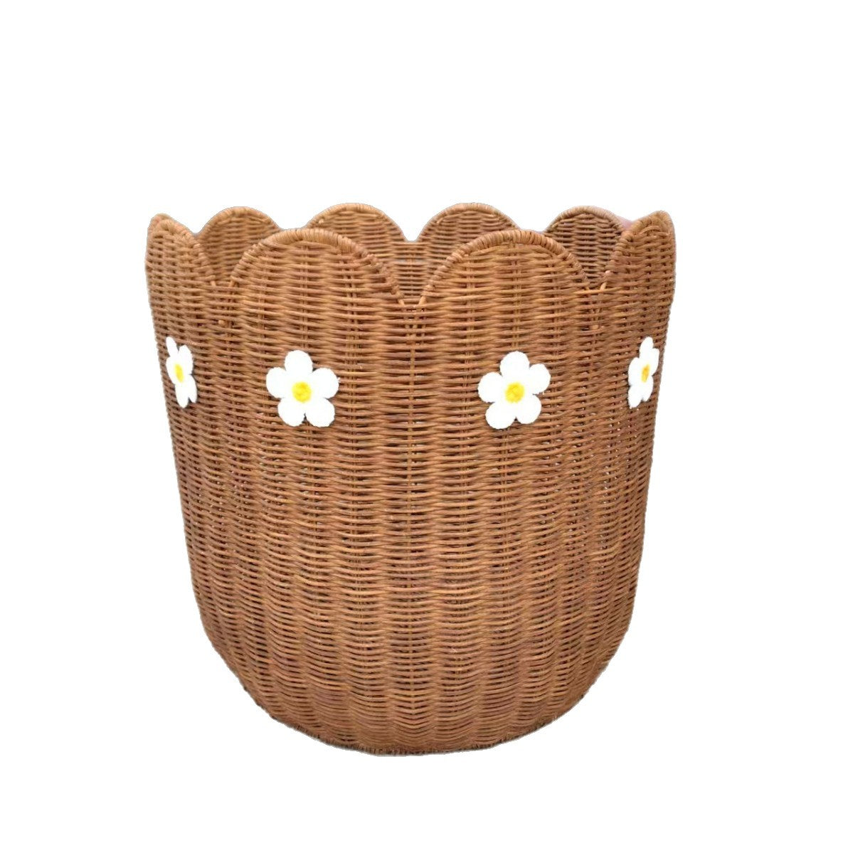 Rattan Basket with Flower Motif | High & Bury