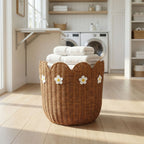Rattan Basket with Flower Motif | High & Bury