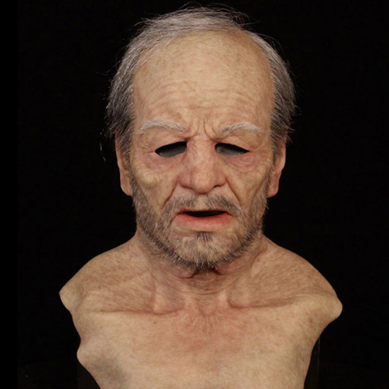 Realistic Full-Face Latex Mask, Elderly Man with Facial Hair, for Cosplay, view 17