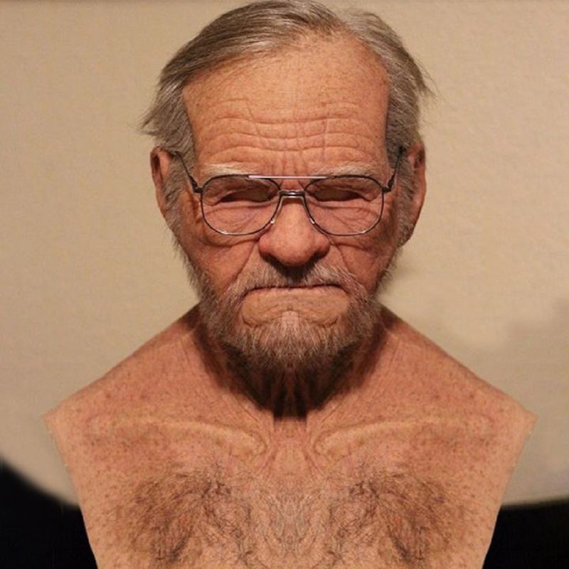 Realistic Full-Face Latex Mask, Elderly Man with Facial Hair, for Cosplay, view 2