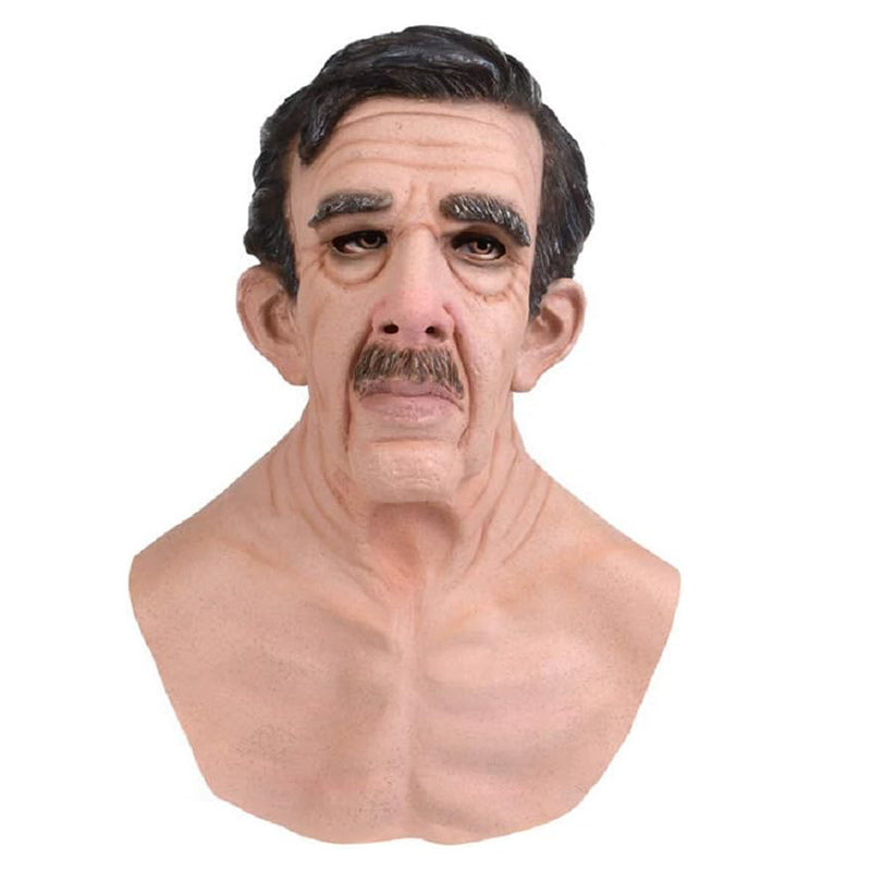 Realistic Full-Face Latex Mask, Elderly Man with Facial Hair, for Cosplay, view 31