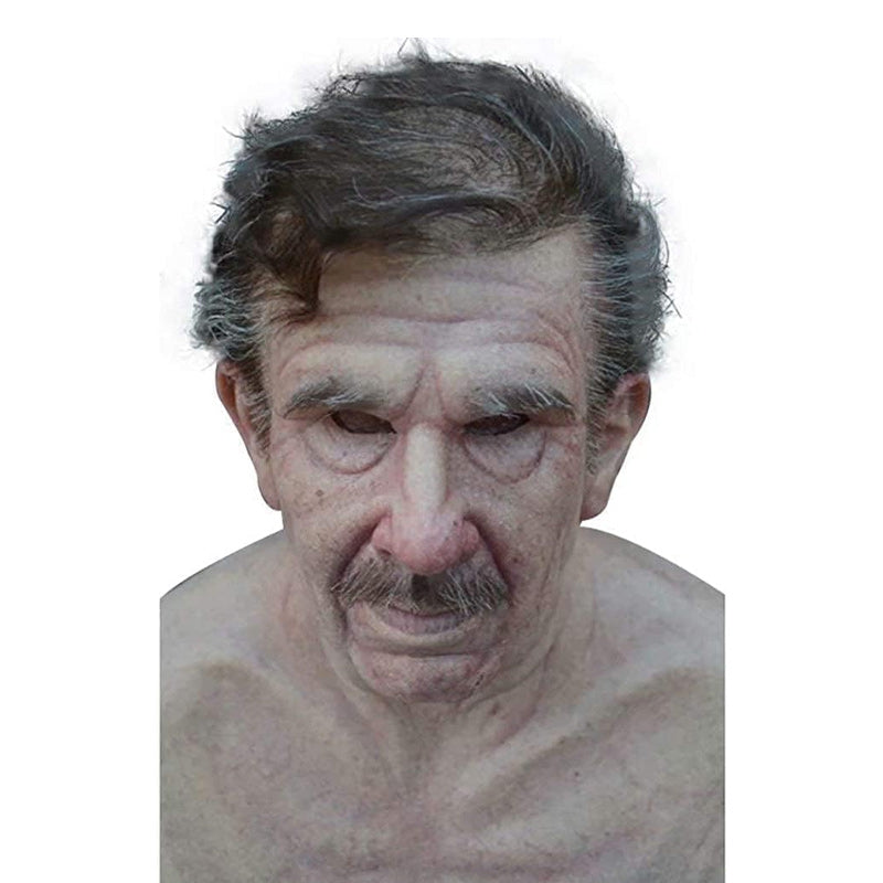 Realistic Full-Face Latex Mask, Elderly Man with Facial Hair, for Cosplay, view 7