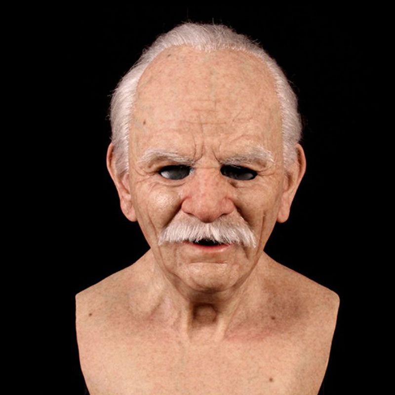 Realistic Full-Face Latex Mask, Elderly Man with Facial Hair, for Cosplay, view 9