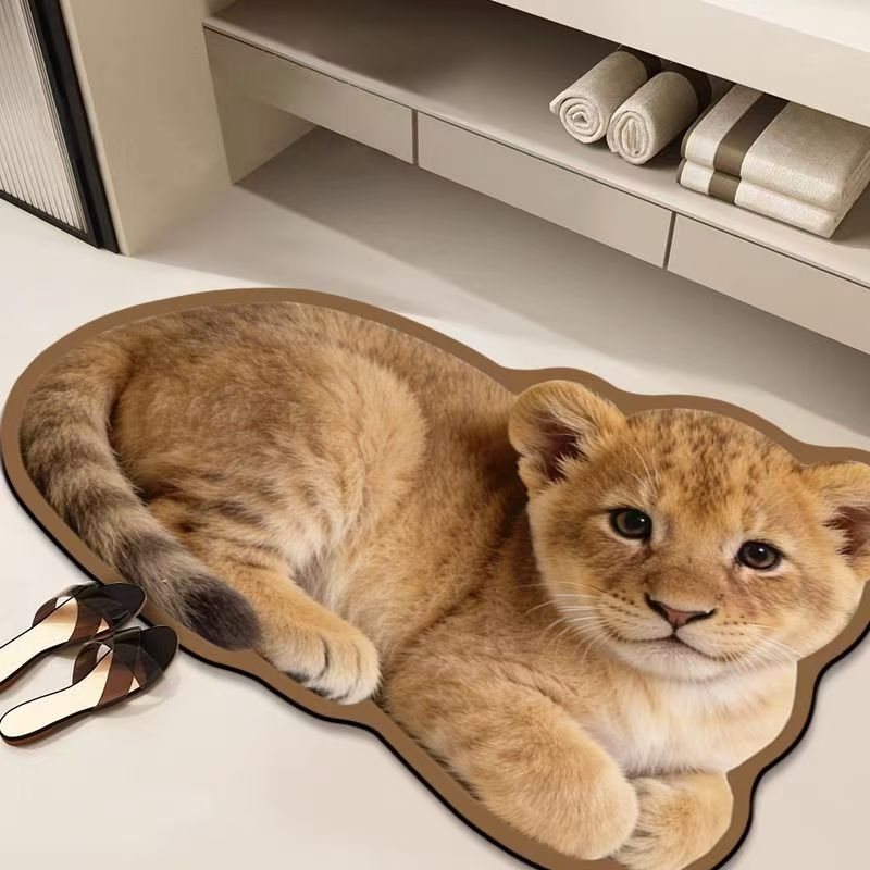 Realistic Lion Cub Shaped Floor Mat | High & Bury