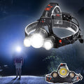 Rechargeable LED Headlamp with Three Lights, Four Modes, Foldable Design