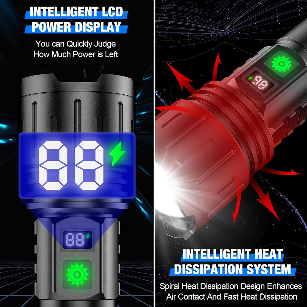 Rechargeable LED Torch with USB-C, LCD Display and Adjustable Focus, view 4