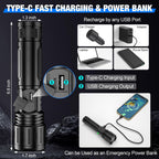 Rechargeable LED Torch with USB-C, LCD Display and Adjustable Focus, view 6