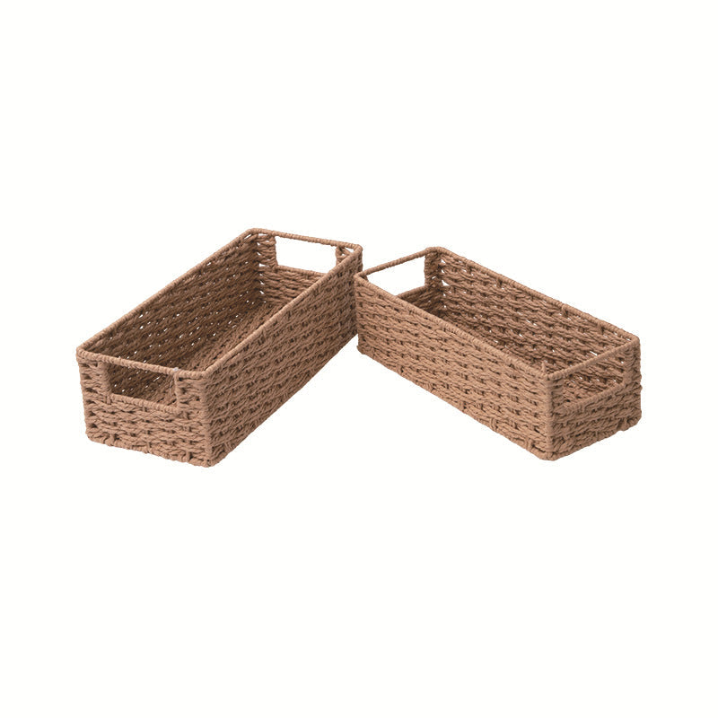 Rectangular Woven Storage Basket Natural | High & Bury