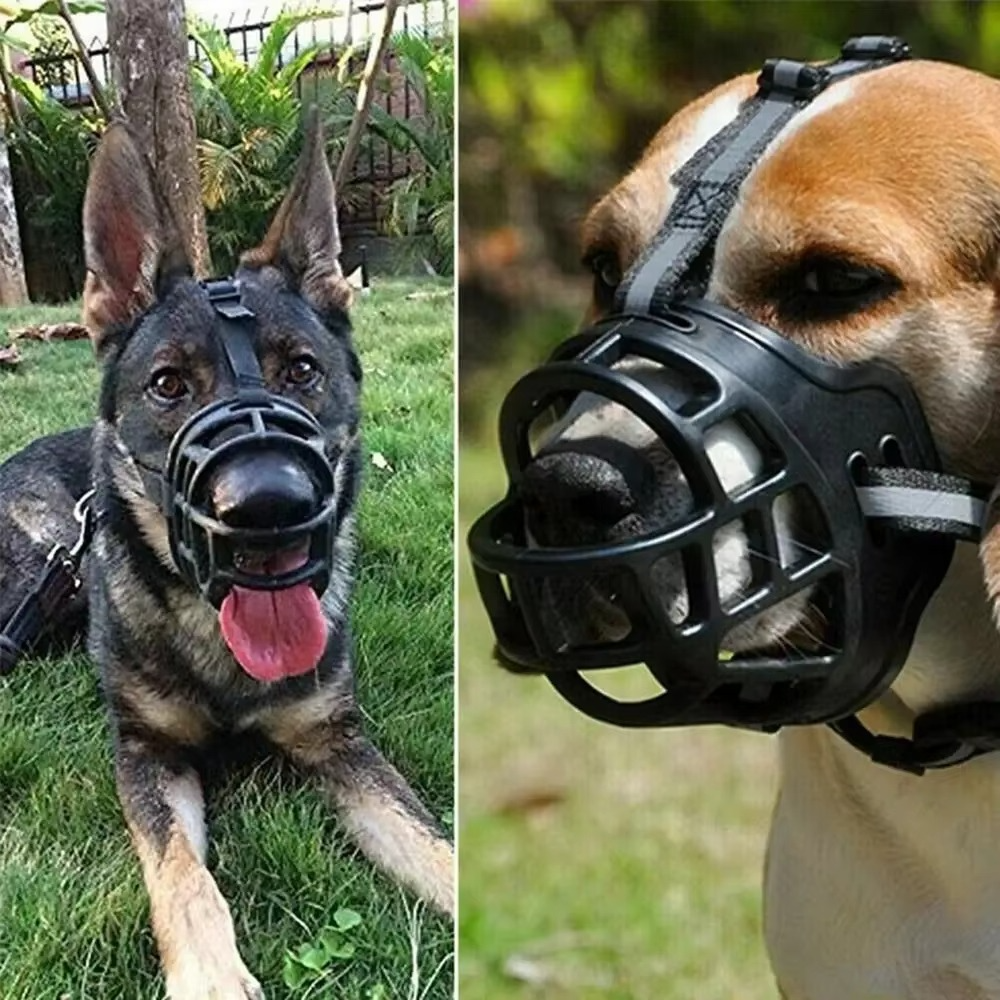 Reflective Dog Muzzle, Breathable Plastic with Adjustable Strap