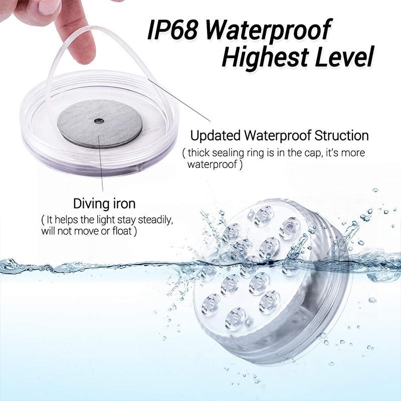 Remote-Controlled Colour-Changing Submersible LED Light with Suction Cups, view 3