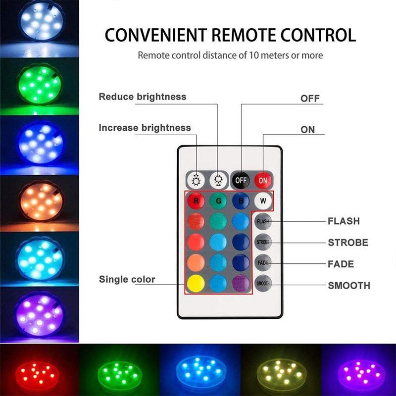 Remote-Controlled Colour-Changing Submersible LED Light with Suction Cups, view 4