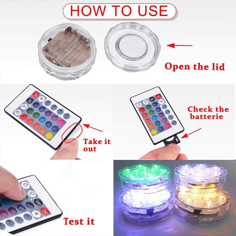 Remote-Controlled Colour-Changing Submersible LED Light with Suction Cups, view 5