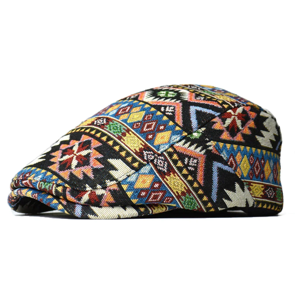 Retro Cotton Flat Cap with Curved Brim, Soft Crown and Adjustable Back Strap