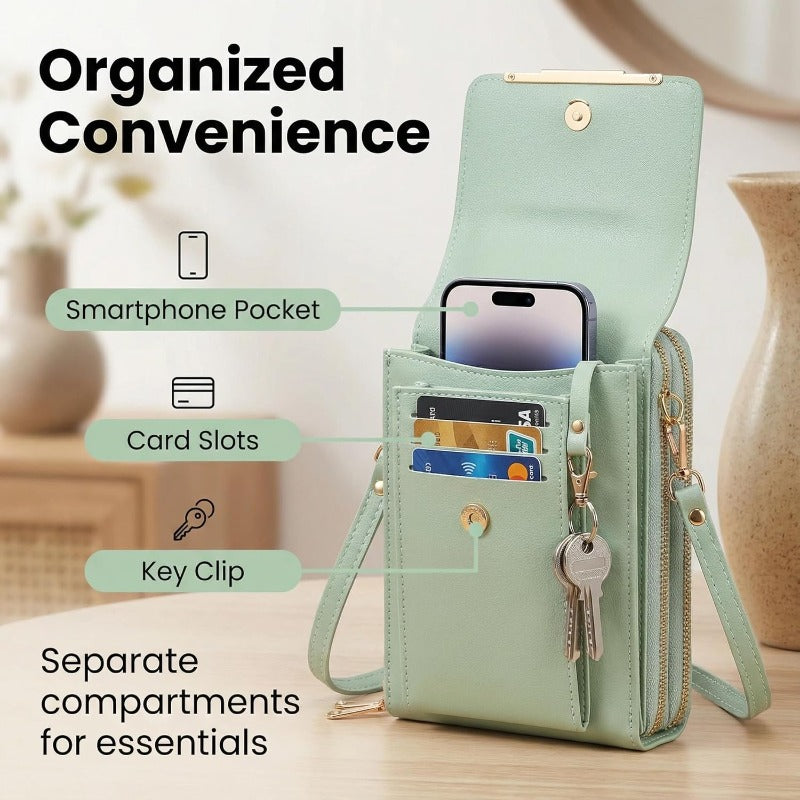 RFID-Blocking Phone Crossbody Bag, 19 x 11 x 5 cm, PU Leather, view 4