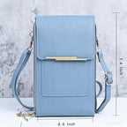 RFID-Blocking PU Leather Phone Crossbody Bag with Touchscreen Window, view 5