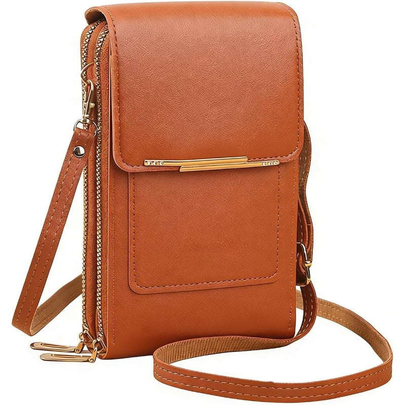 RFID-Blocking PU Leather Phone Crossbody Bag with Touchscreen Window, view 9