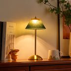 Ribbed Glass Desk Lamp with Brushed Brass Base | High & Bury